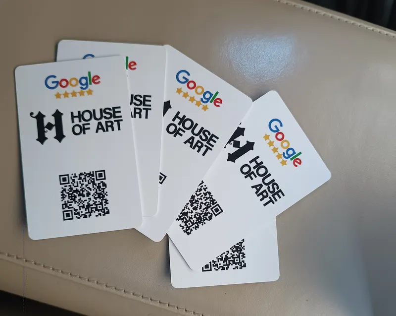 Carduri NFC pentru recenzii Google, printate și programate pentru House of Art Sibiu